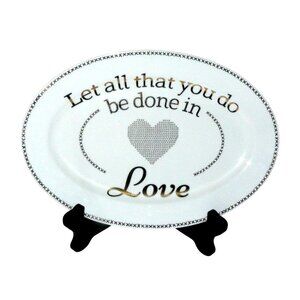 Rare "Let All That You Do Be Done In Love" Oval Platter 10 Strawberry Street Vtg